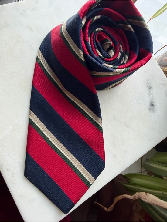 Paco Rabanne Other - Paco Rabanne Vintage Striped Silk Tie Red Navy OS